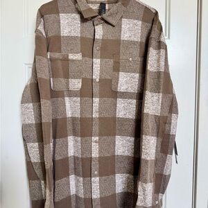NWT-Glyder Brown and Cream Plaid Shirt